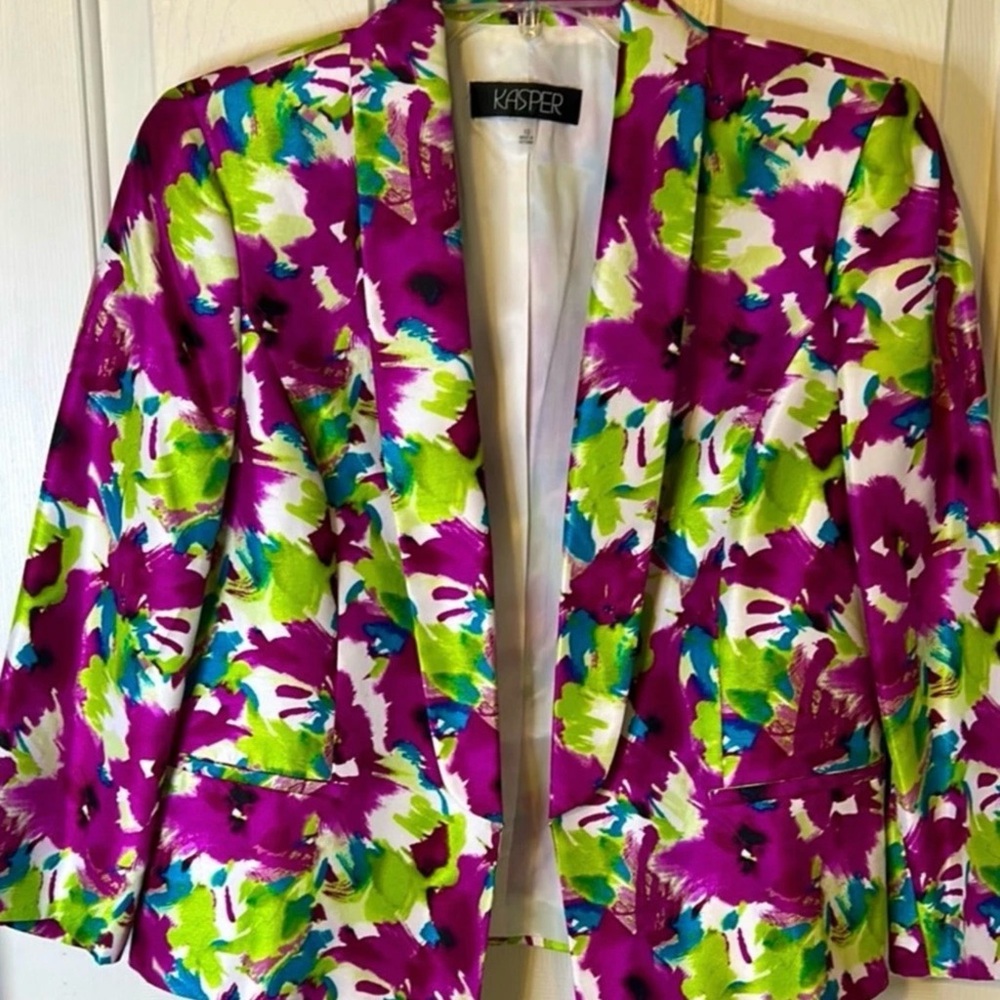 Kasper Colorful Blazer Fuchsia/Green Size 10